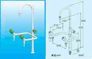 Deck Mounted Swing Gooseneck Triple Outlet Faucet