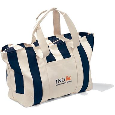 Large Striped Canvas Promotional Tote Bag