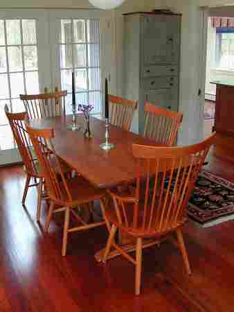 Natural Cherry Chairs With Cherry Trestle Table