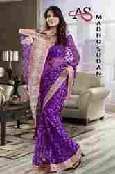 Purple Embroidery Saree