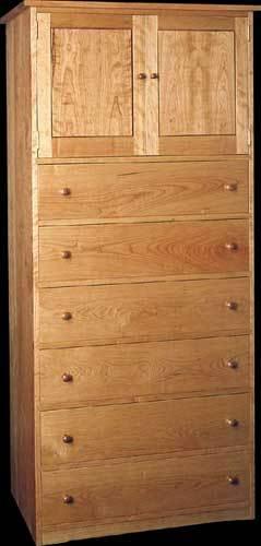 Cherry Six Drawer Chest of Drawers with Cabinet