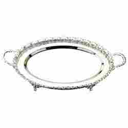 Silver Plated Round Tray With Handle