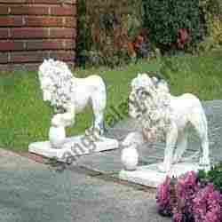 Lion Pair Rolling A Ball Statue