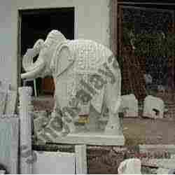 Beautifully Carved Stone Elephant Statue