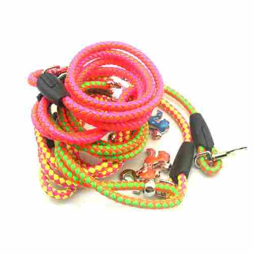 C2025 Fluorescent Color PU Rope Woven Pet Dog Leash