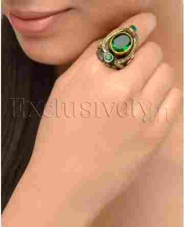 Gold Ring With Green Stones