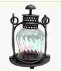 Spiral Twisted Glass Lantern With Black Finish