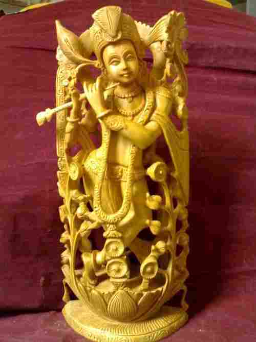 Stylish Wooden Krishna Statue