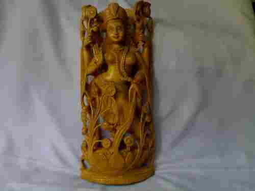 Wooden Goddess Laxmi Statue
