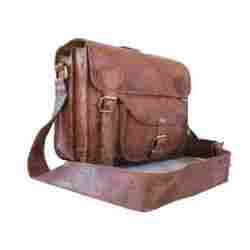 Leather Satchel Bag With Front Pockets