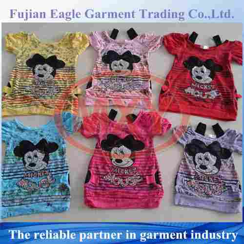 Girls T-Shirt with Mickey Mouse Pattern