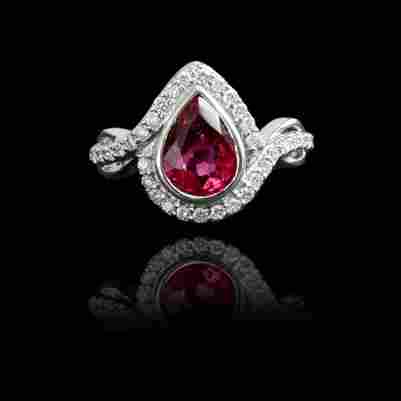 Designer Rubilite And Diamond Ring