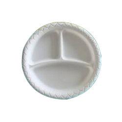 Off White Biodegradable 3 Compartment Plate