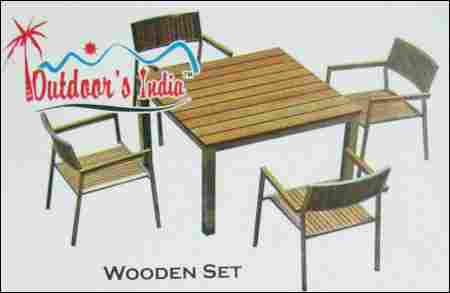 Outdoor Wooden Chair With Table