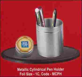 Metallic Cylindrical Pen Holder