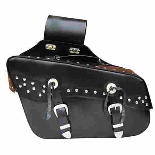 Slanted Leather Saddle Bags with Lock Mechanism
