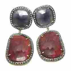Stone Studded Victorian Earrings