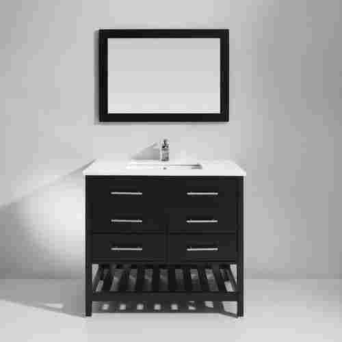 Black Solid Wood Bathroom Cabinet
