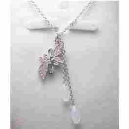 Crystal Double Swan Flower Pendant Necklace