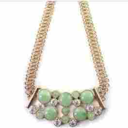 Gold Color Chain Short Gem Chunky Necklace