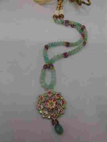 Kundan Meena Pendant With Beads Necklace