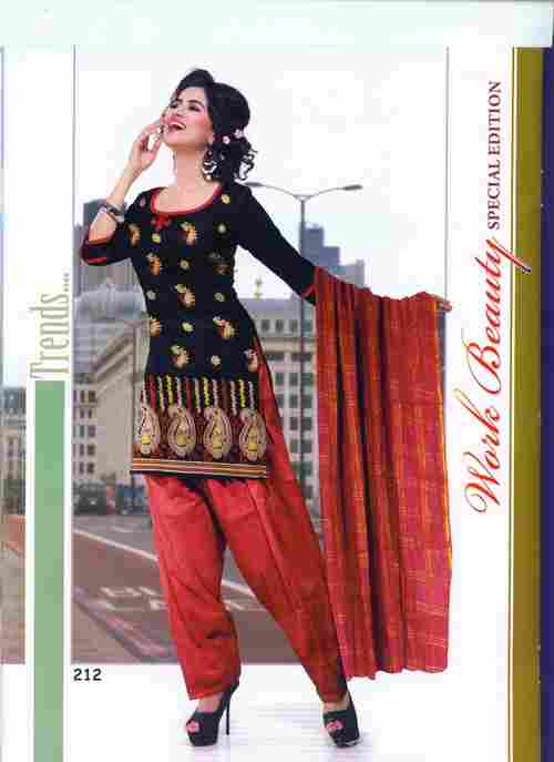 Indian Salwar Suit Fabric With Embroidery