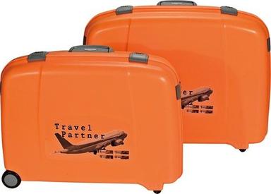 Promotional Durable Orange PP Injection Suitcase Set 2 Pieces with Universal Wheel
