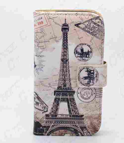 Paris Eiffel Tower Design PU Leather Cell Phone Cover for Samsung Galaxy S4