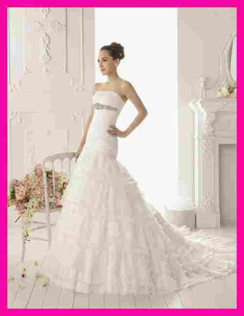 Strapless Lace Empire Ball Gown Bridal Gown