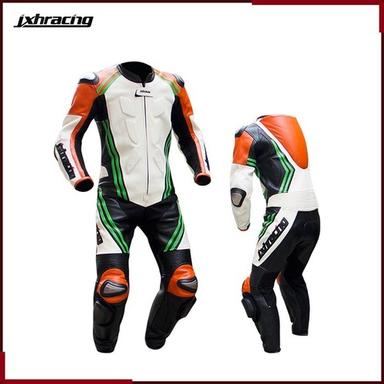 White One-Piece Motorcycle Racing Leather Suit