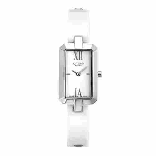 Quartz Ceramic And Stainless Steel Bracelet Rectangle Watch