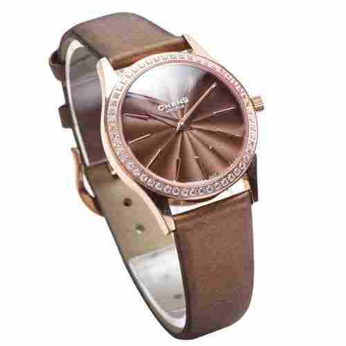 Satin Strap Diamond Rose Gold-Tone Watch