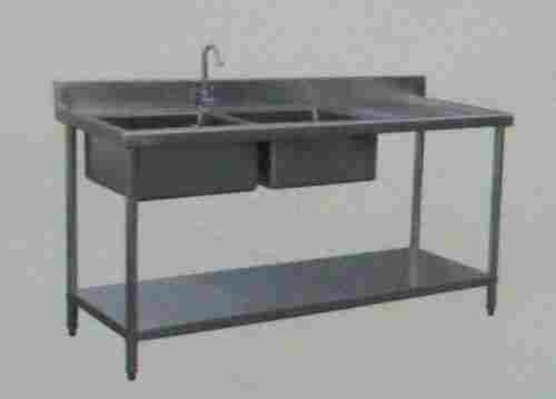 Stainless Steel Working Table With Double Sink
