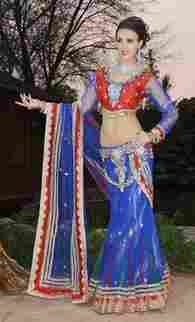 Net Dress Style Saree With Heavy Stitch Blouse