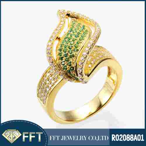 Leaf Shape 925 Sterling Silver And Gold Plated Ring