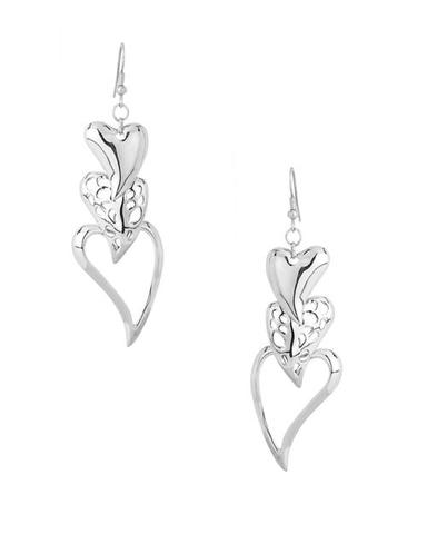 Silver Plated Earrings With Twisted Heart Design