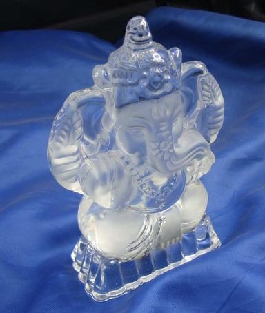 Led Crystal Glass Ganesh Indian God Statue
