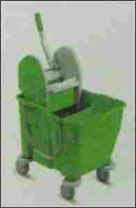 Green Polypropylene Double Section Bucket Cleaning Trolley