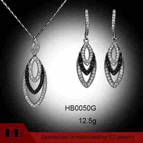 Marquis Sterling Silver Earring And Pendent Sets