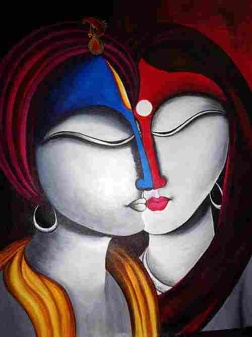 Original Acrylic Krishna And Radha Painting