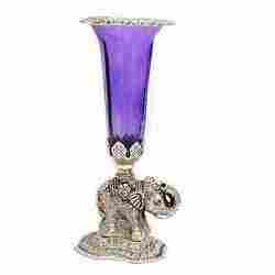 Elephant Glimmer White Metal Candle Holder