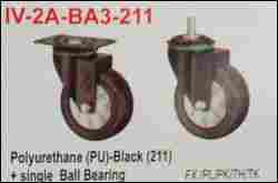 PU Black Single Ball Bearing Castor Wheel