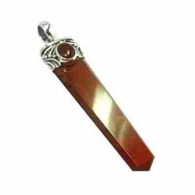 Red Jasper And Carnelian Stone Pencil Pendant
