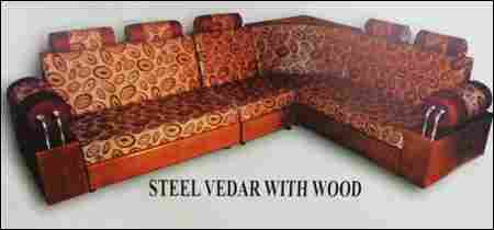 Steel Vedar With Wood Sofa Set