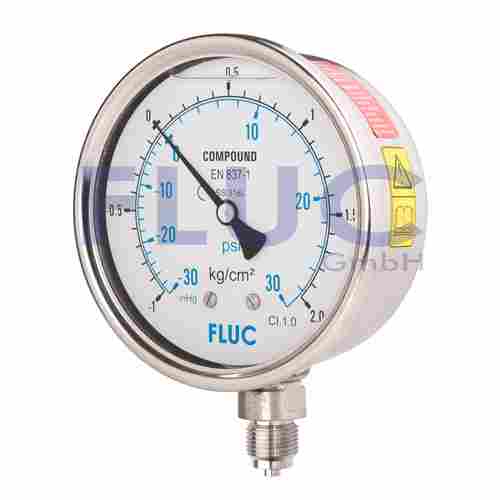 FLUC Pressure Gauge F63-GFS-S-L-13-L (-30 to 30 PSI)