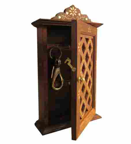 Antique with Criss Cross Brass Inlay Work Key Holder Box