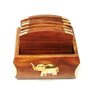 Tea Coaster With Brass Rim Sides And Elephant Inlay Age Group: 8-14