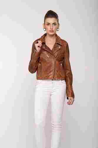 Ladies Leather Brown Jacket