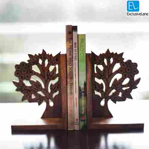 Wooden Engraved And Carved Tree Of Life Book End