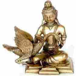Metal Buddha and Swan Statue